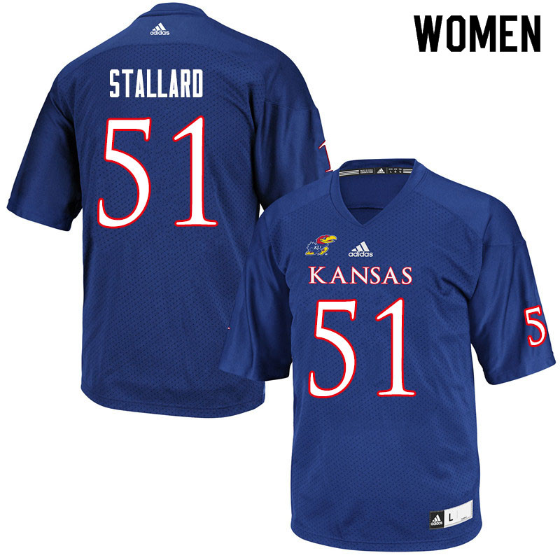 Women #51 Jack Stallard Kansas Jayhawks College Football Jerseys Sale-Royal